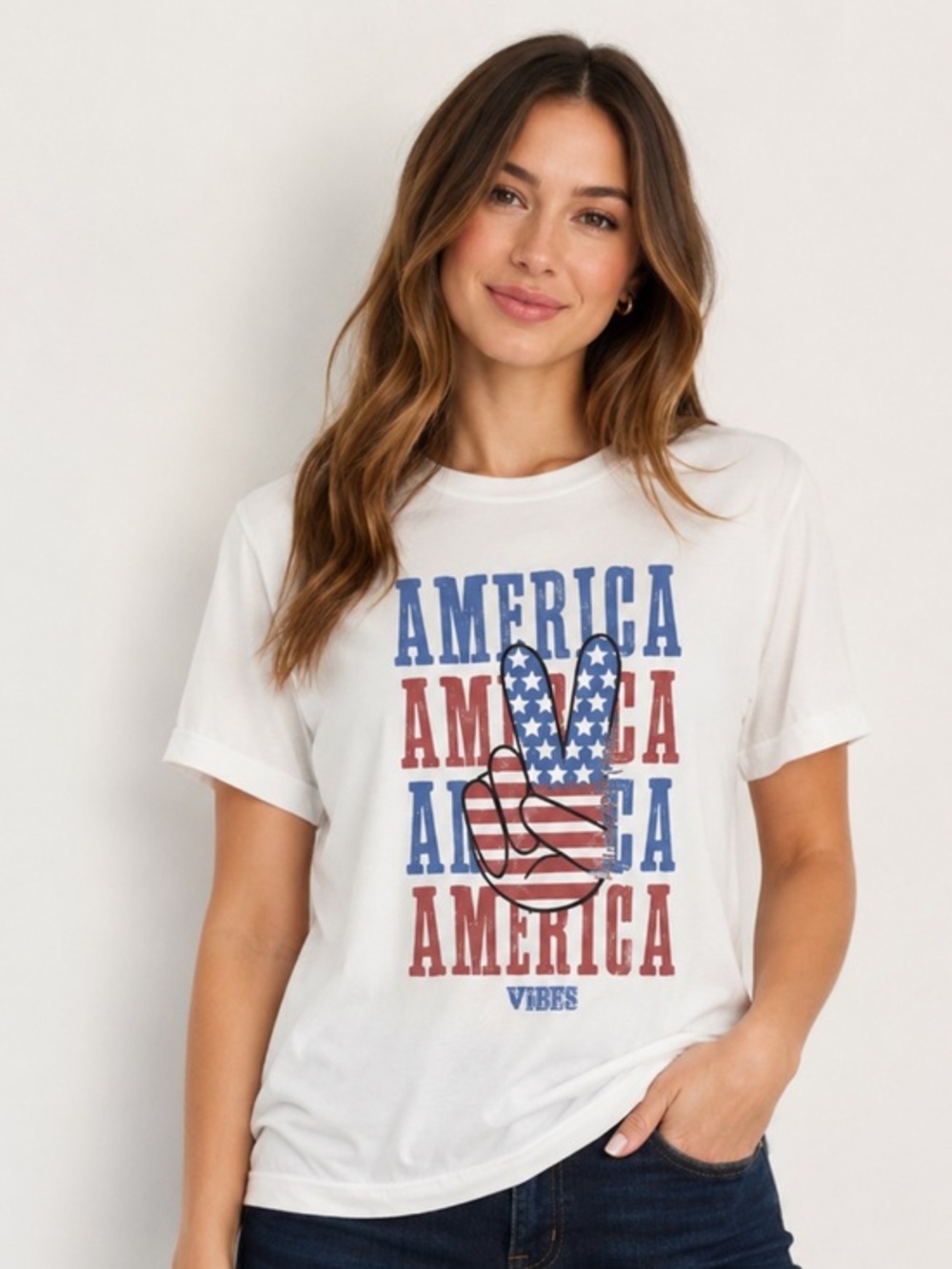 White Graphic T-Shirt with American Flag Design new with tag size xlg